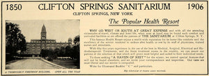 1906 Ad Romanesque Architect Clifton Springs Sanitarium - ORIGINAL CL9