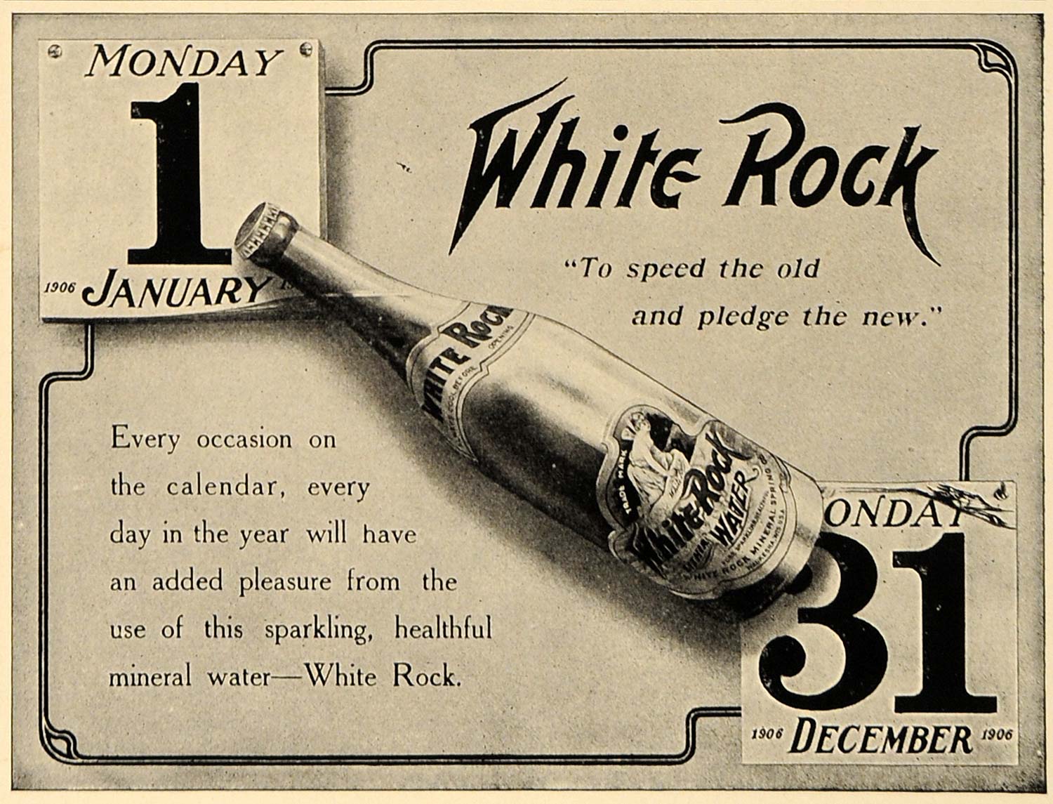 1906 Ad New Years White Rock Water Speed Old Pledge New - ORIGINAL CL9