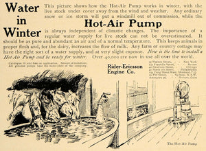 1907 Ad Horse Water Trough Hot-Air Pump Rider Ericsson - ORIGINAL CL9