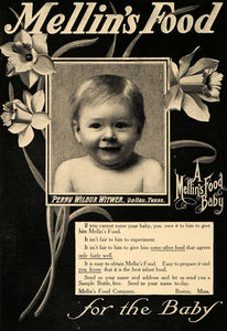 1907 Ad Mellin's Food Perry Wilbur Witwer Dallas TX - ORIGINAL ADVERTISING CL9