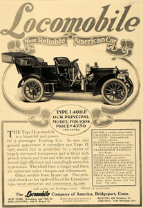 1907 Ad Locomobile America 1908 7-Passenger Touring Car - ORIGINAL CL9