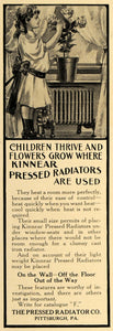 1907 Ad Kinnear Pressed Radiator Child Flower Heating - ORIGINAL ADVERTISING CL9