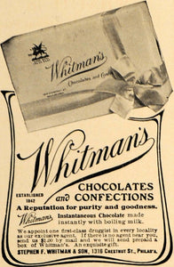 1907 Ad Stephen F Whitman & Son Chocolates Confections - ORIGINAL CL9