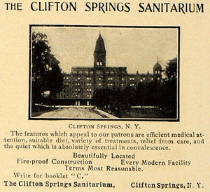 1906 Ad Clifton Springs Sanitarium Foster Home Historic - ORIGINAL CL9