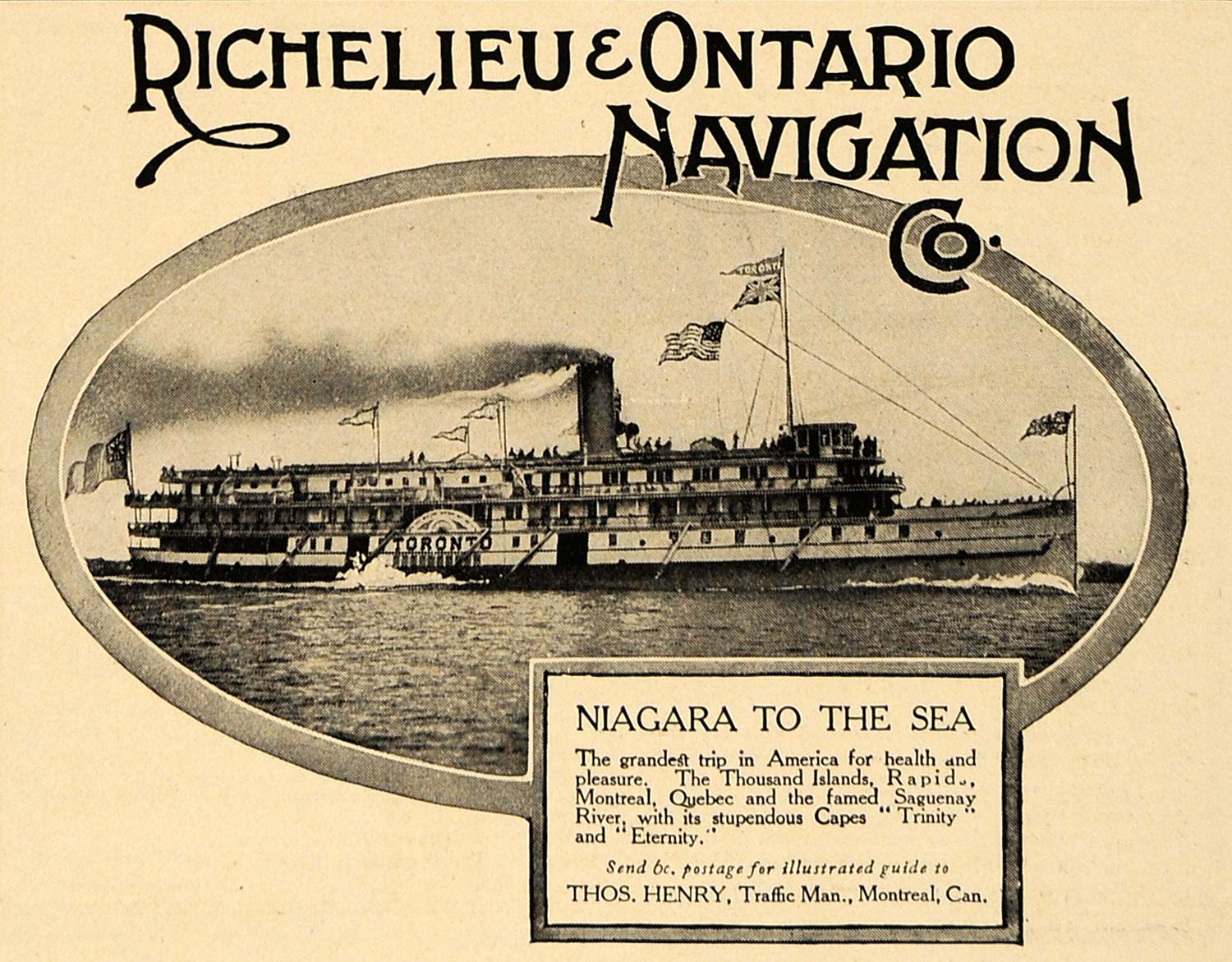 1906 Ad Richelieu & Ontario Navigation Ship Watercraft - ORIGINAL CL9