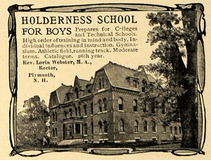 1906 Ad Holderness School Boys Plymouth New Hampshire - ORIGINAL ADVERTISING CL9