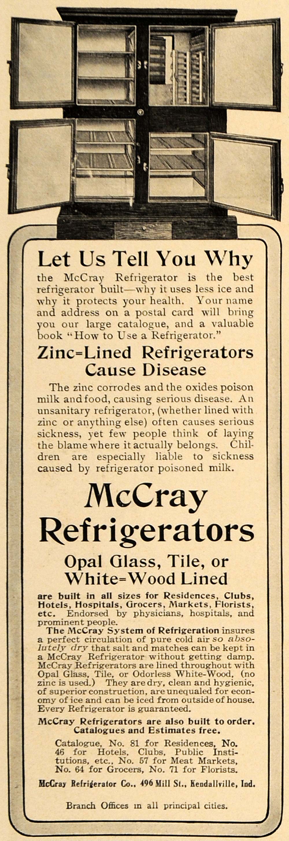 1906 Ad McCray Refrigerators Electronic Appliances Wood - ORIGINAL CL9