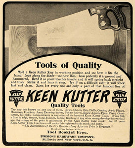 1906 Ad Simmons Hardware Keen Kutter Saw Quality Tools - ORIGINAL CL9