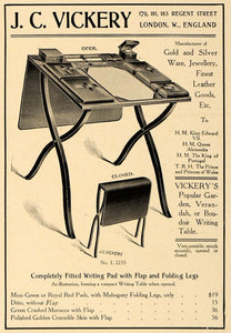 1906 Ad J C Vickery Fitted Writing Pad Table L2235 - ORIGINAL ADVERTISING CL9