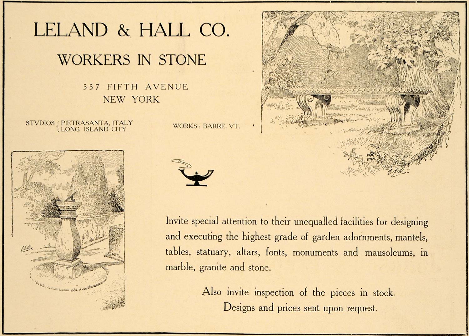 1906 Ad Leland Hall Stone Work Exterior Design Statuary - ORIGINAL CL9