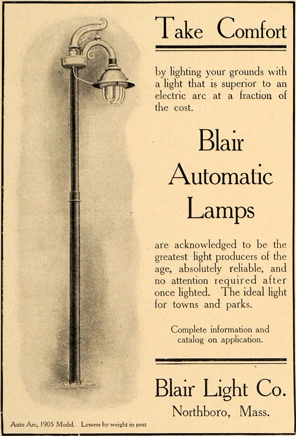 1906 Ad Blair Light Automatic Lamps Interior Design - ORIGINAL ADVERTISING CL9