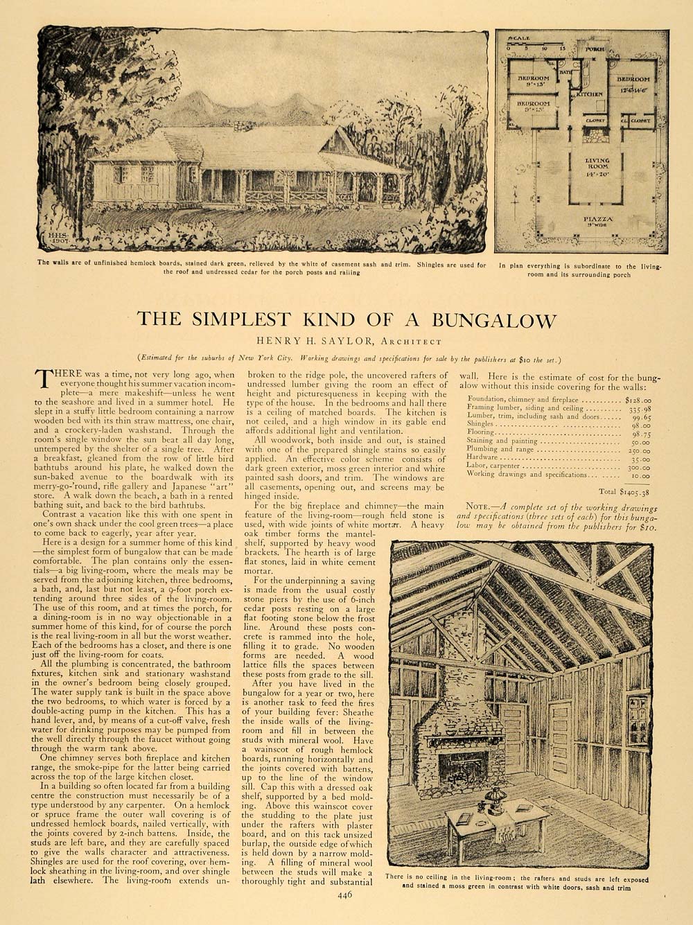 1907 Article Bungalow Construction Henry H. Saylor - ORIGINAL CL9