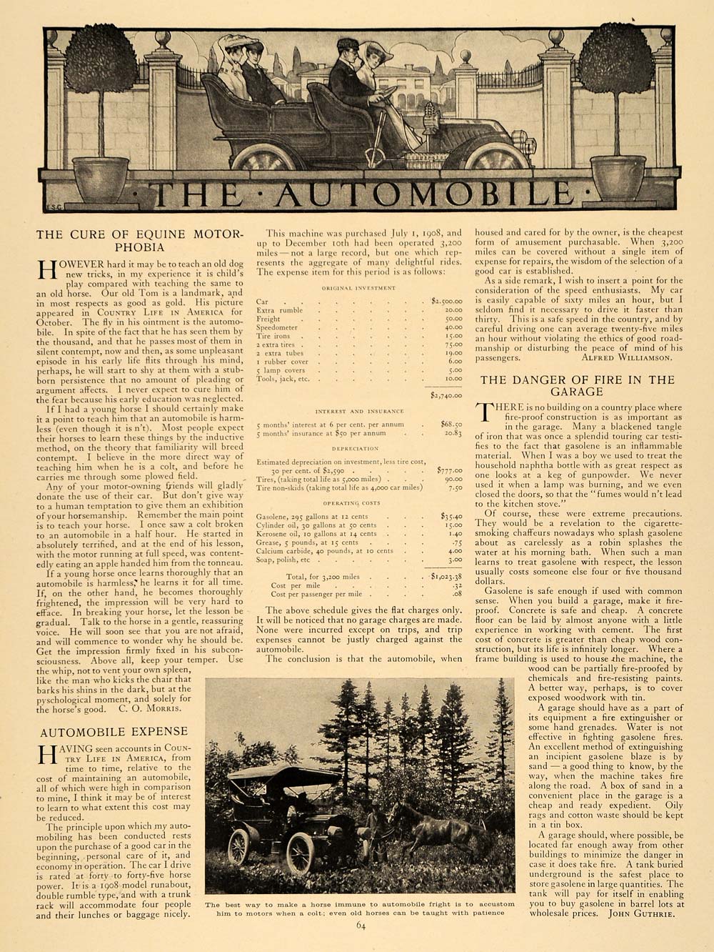 1909 Article Automobile Fire Garage Guthrie Williamson - ORIGINAL CL9