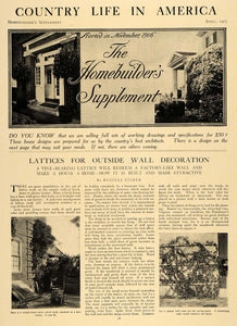1907 Article Lattice Decor Home Garden Plant Architect - ORIGINAL CL9