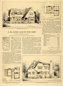 1907 Article Plaster House Blueprint Architect Garden - ORIGINAL CL9