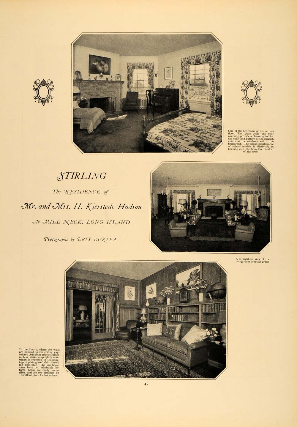 1925 Print H. Kierstede Hudson Residence Furnishing - ORIGINAL HISTORIC CL9