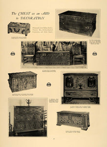 1924 Print Treasure Chest Home Decor Erskine-Danforth - ORIGINAL HISTORIC CL9