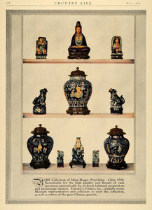 1926 Print Circa 1500 Ming Bisque Porcelains E. Farmer - ORIGINAL CL9