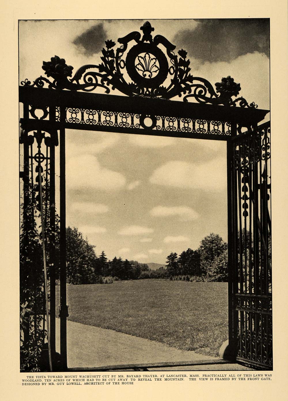 1913 Print Mt. Wachusett Mayard Thayer Guy Lowell Gate ORIGINAL HISTORIC CL9