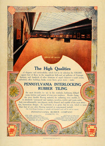 1907 Ad Pennsylvania Interlocking Rubber Tile Carnegie - ORIGINAL CL9