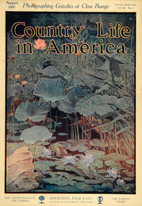 1907 Cover Country Life America Lily Pad Flowers Nature - ORIGINAL CL9