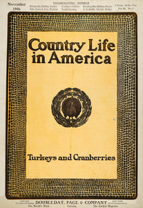 1906 Cover Country Life America Turkeys Cranberries - ORIGINAL CL9