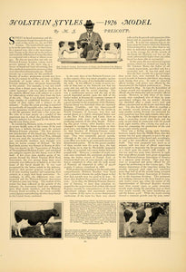 1926 Article Holstein Friesian Breed Cow Style Prescott Farm Agriculture CLA1