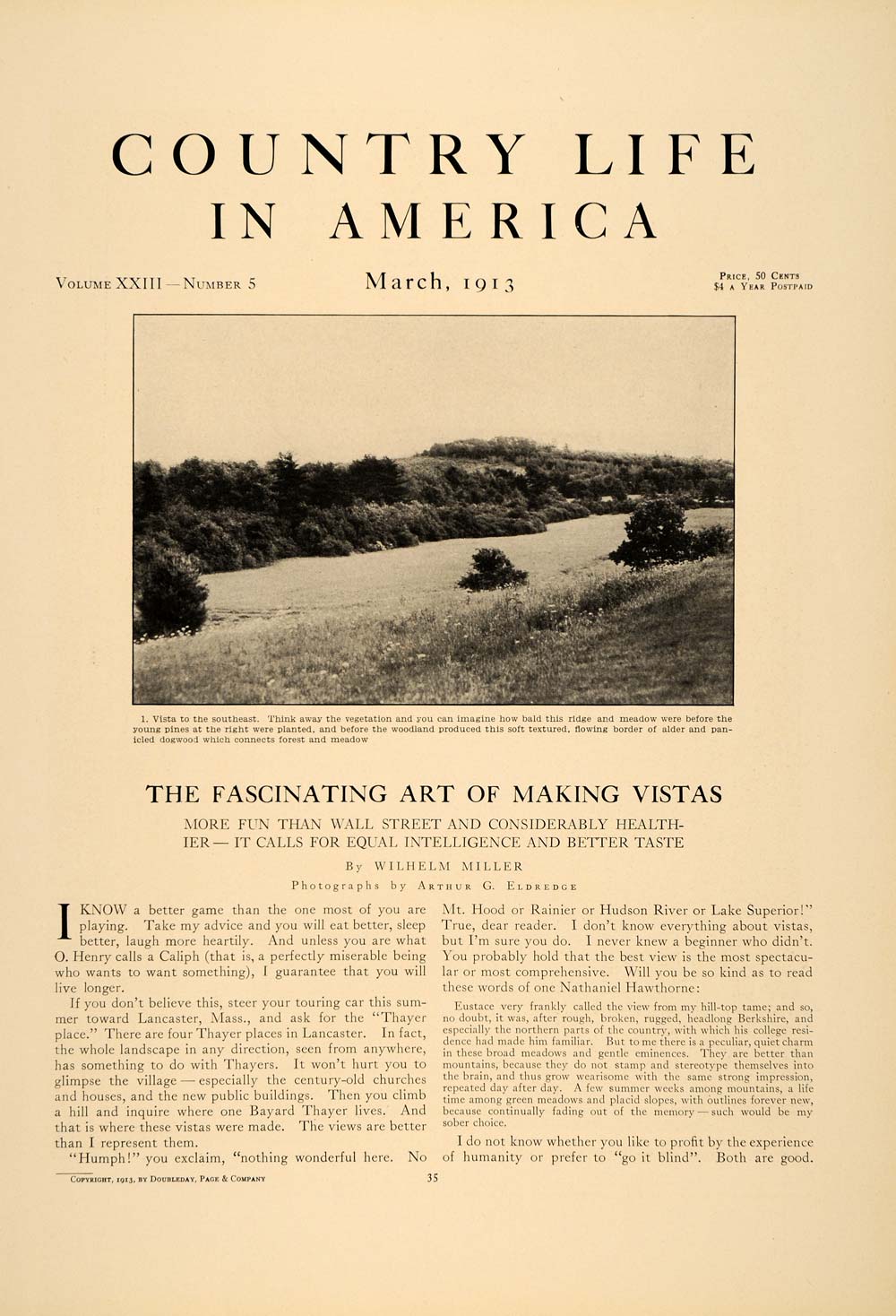 1913 Article Wilhelm Miller Eldredge Vista Landscape Pine Ridge Meadow CLA1