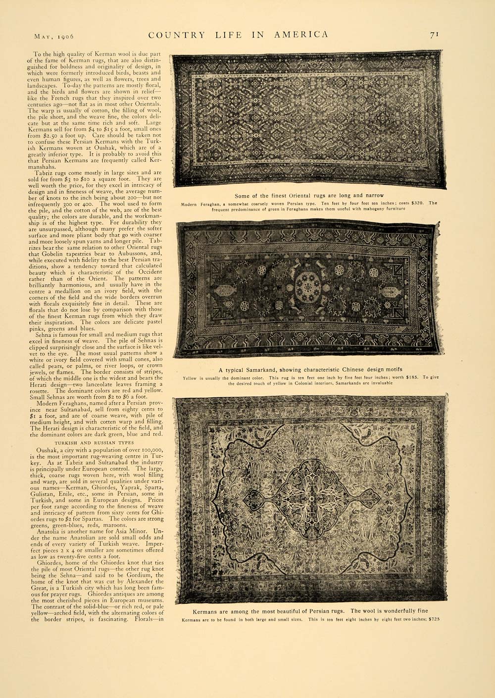 1906 Article Oriental Rug George Hunter Kazak Daghestan Persian Kerman CLA1