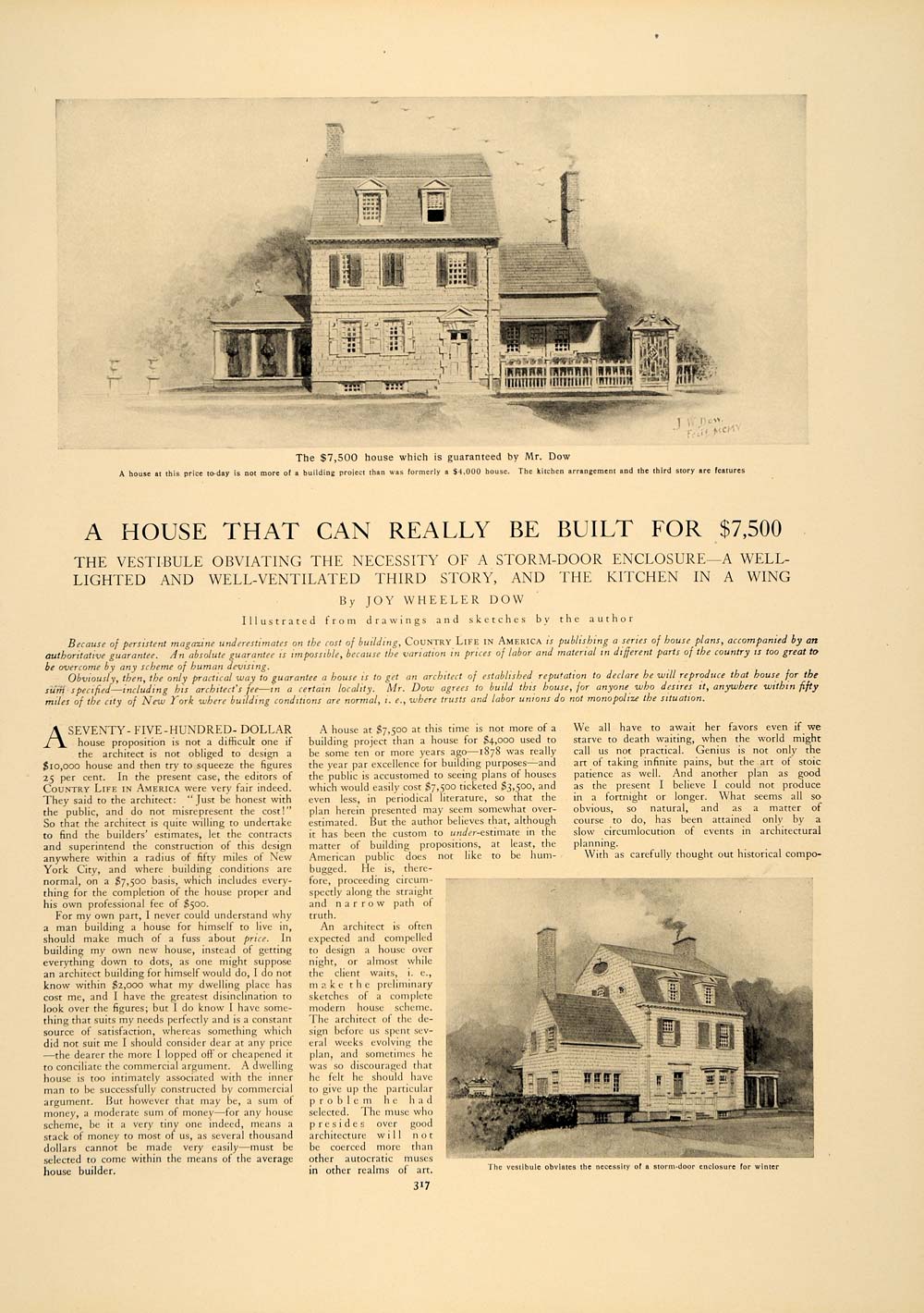 1906 Article House Building Inexpensive Residence Architecture Floor Plan CLA1