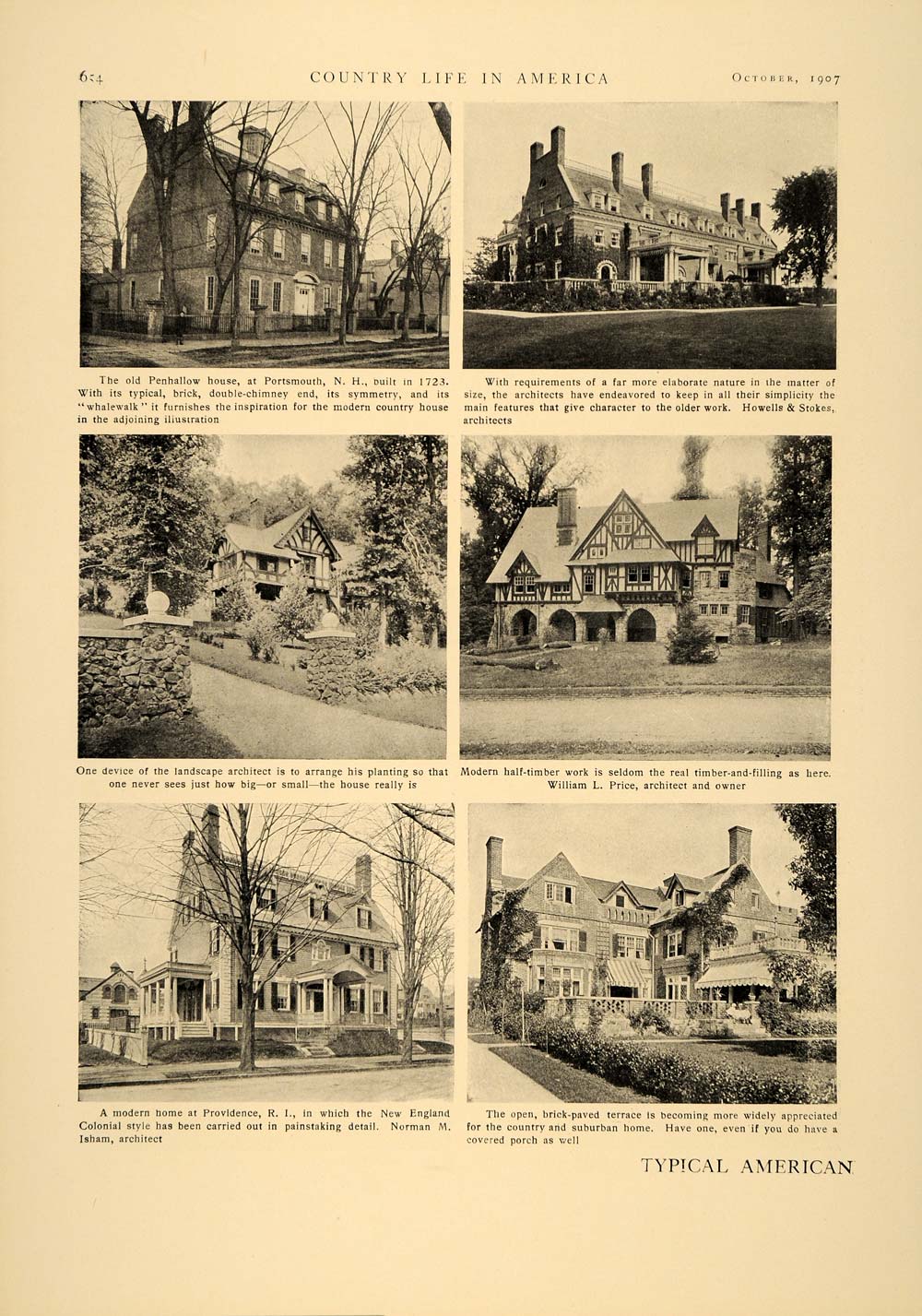 1907 Article American Country Architecture Decorative Landscaping William CLA1