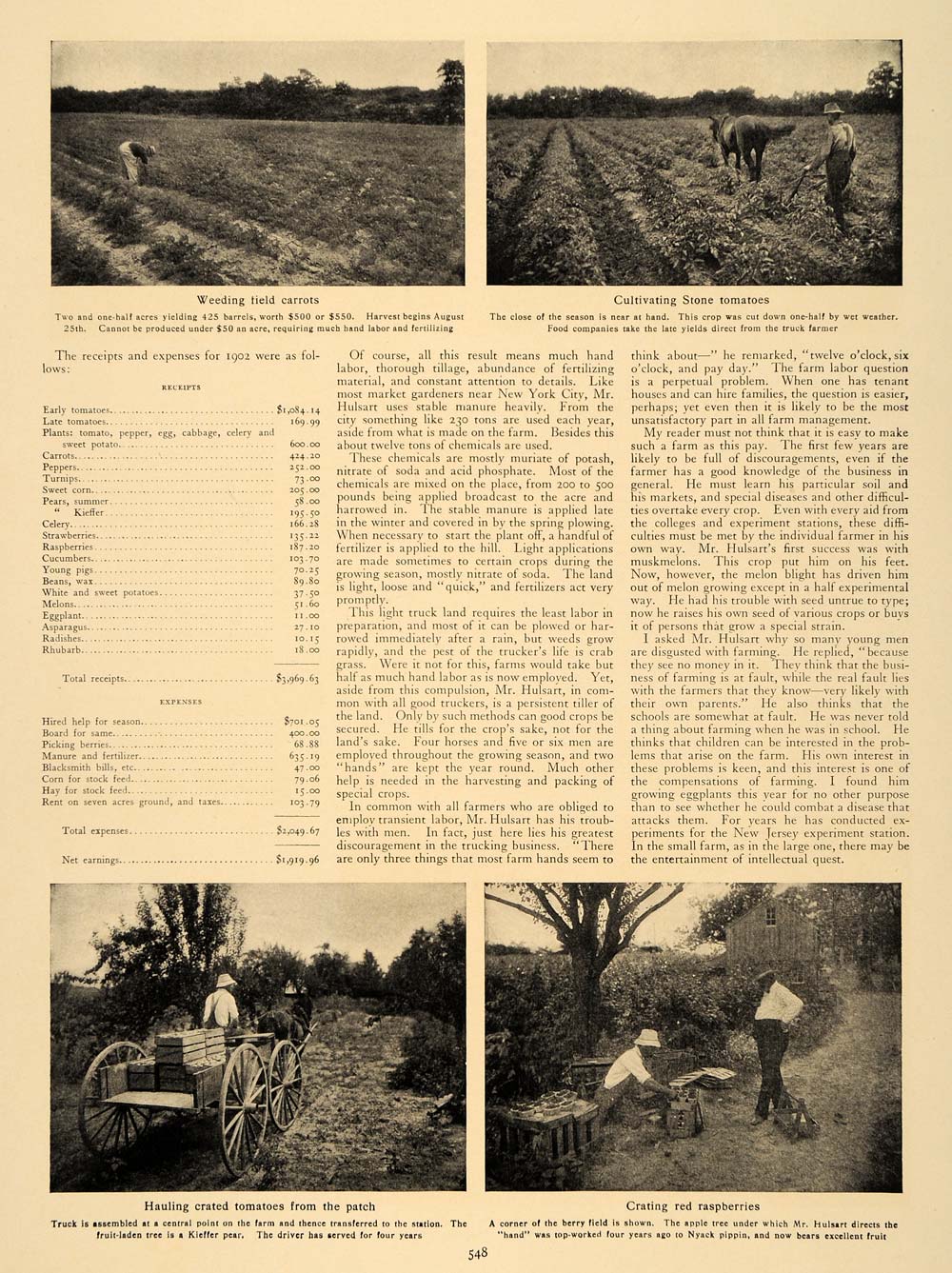 1907 Article Matawan New Jersey Farm Charles C. Hulsart Crops Agricultural CLA1
