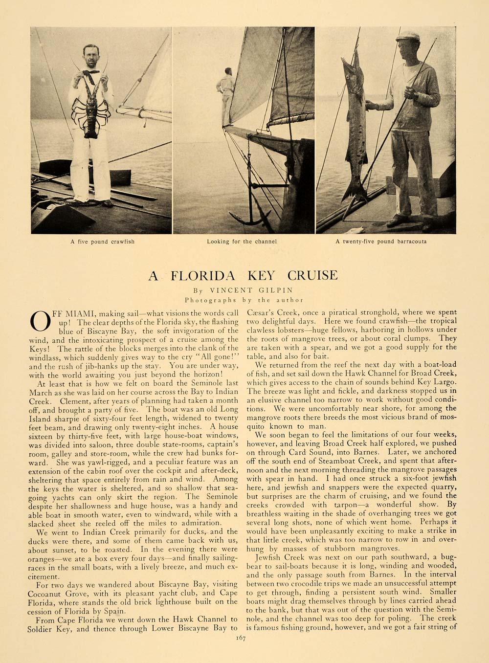 1906 Article Florida Keys Sport Fishing Barracuda Crawfish Seminole CLA1