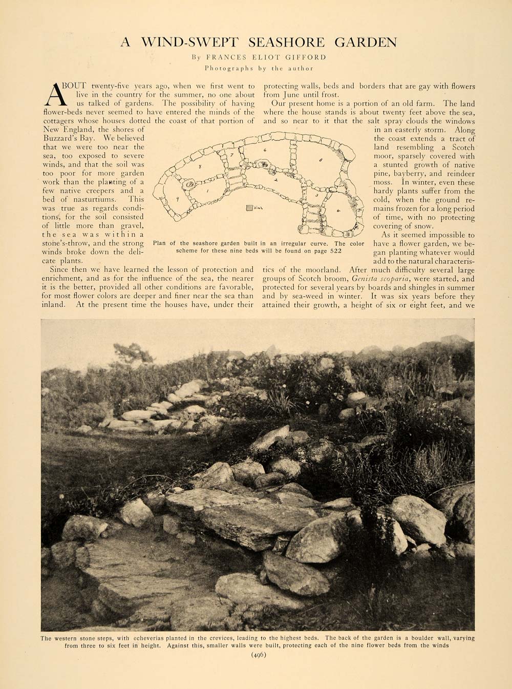 1905 Article Seashore Garden Buzzards Bay New England Landscape CLA1