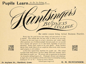 1899 Ad E M Huntsinger College 30 Asylum St Hartford Education Business CM1