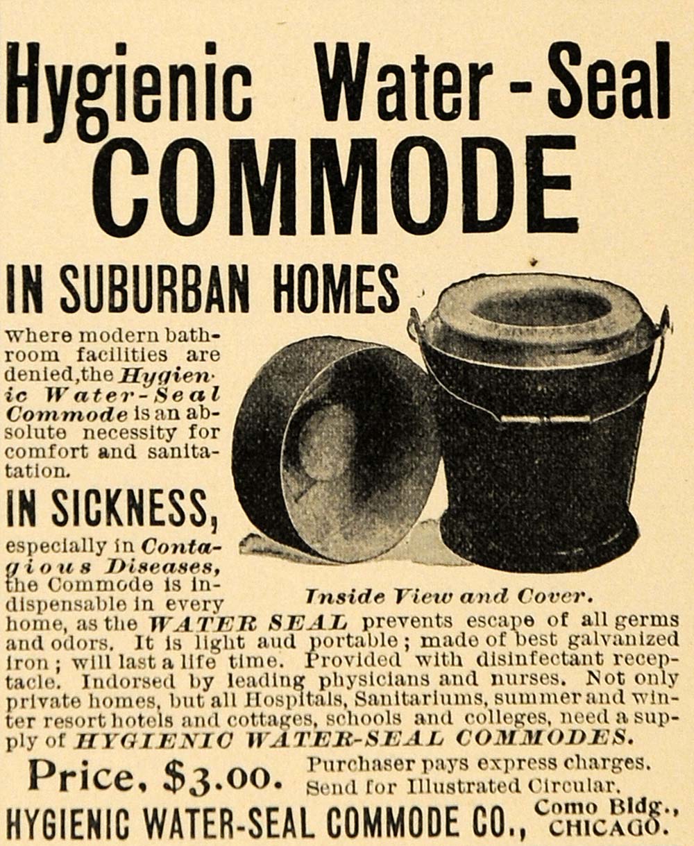 1900 Ad Hygiene Water Seal Commode Como Bldg Chicago Hospital Bathroom CM1