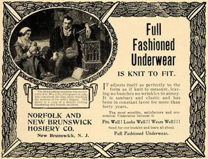 1899 Ad Fashion Underwear Norfold New Brunswick NJ Hosiery Rev Wm Lee Family CM1