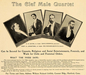 1899 Ad Clef Male Quartet Eaton Goodrich Johnstone Griffith Bass Tenor CM1