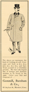 1899 Ad Overcoat Suit Hat Cane Gemmill Burnham 66 Asylum St Hartford Ct CM1