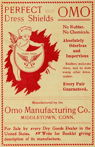 1899 Ad Dress Shields Omo Manufacturing Apron Girl Angel Wings Art CM1