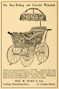 1899 Ad Wakefield Antique Stroller Baby Carriage Umbrella Go Cart Geo W CM1