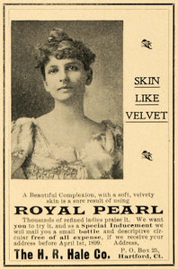 1899 Ad Royal Pearl Complexion Skin Bottle H R Hale Woman Portrait Velvet CM1 - Period Paper
