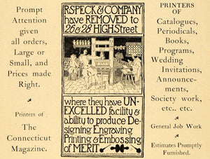 1899 Ad R S Peck Printers Engraving Emboss Connecticut Invitation Periodical CM1