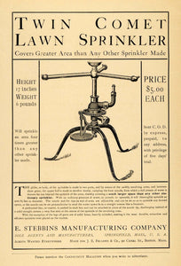 1899 Ad E Stebbins Mfg Lawn Water Sprinkler Springfield Mass Rosette J B CM1