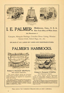 1899 Ad I E Palmer Hoop Canopy Hammock Trapeze Crinoline Veranda Utopia CM1