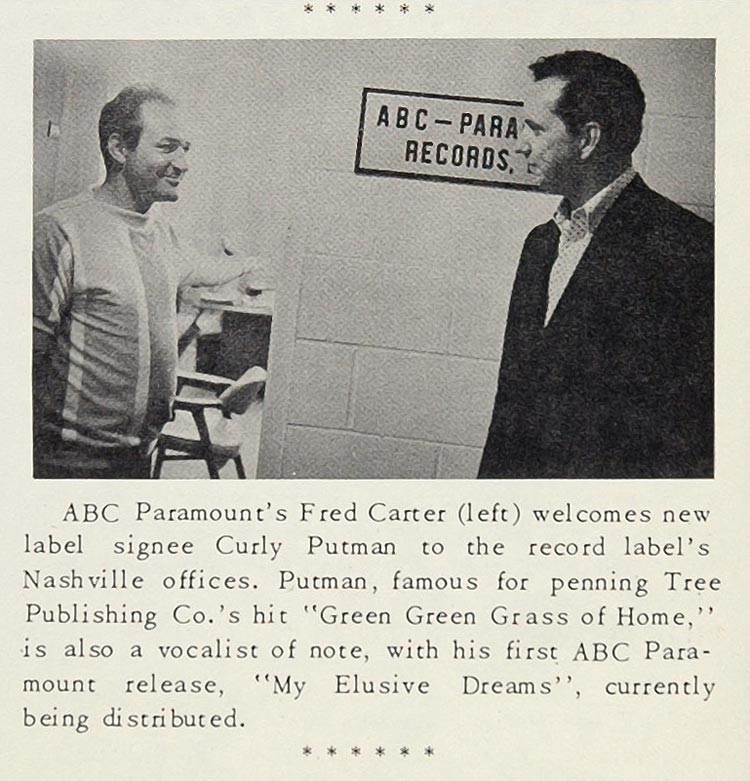 1967 Curly Putman ABC Paramount Record Carter Print - ORIGINAL HISTORIC CML