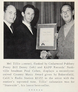 1967 Print Mel Tillis Bill Denny Paul Cohen KUZZ Radio ORIGINAL HISTORIC CML