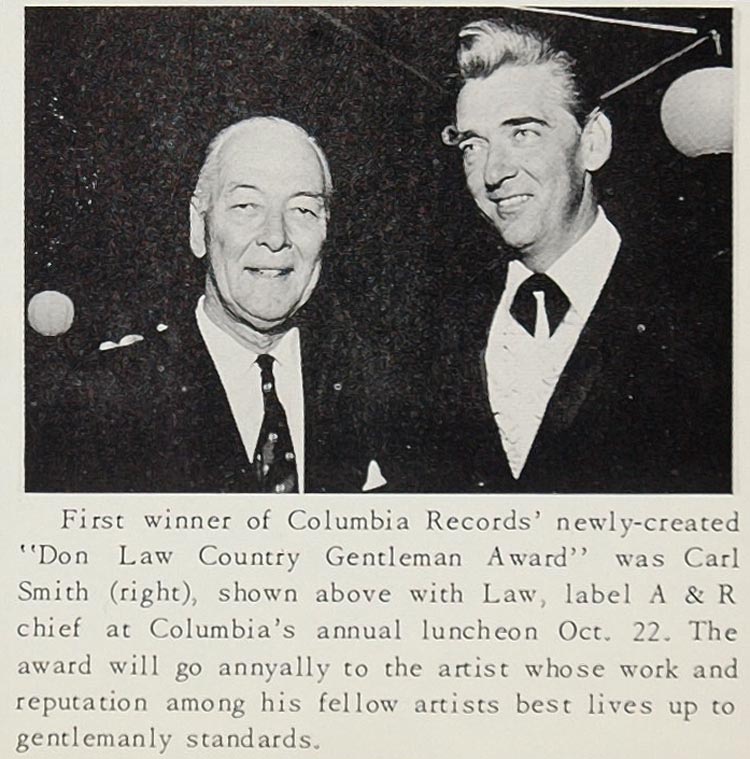 1967 Print Carl Smith Don Law Country Gentleman Award ORIGINAL HISTORIC CML