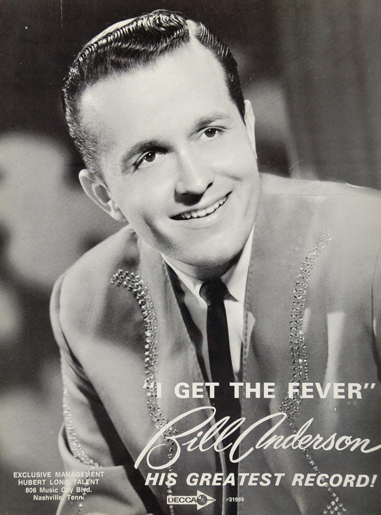 1966 Ad Bill Anderson I Get the Fever Decca Hubert Long - ORIGINAL CML