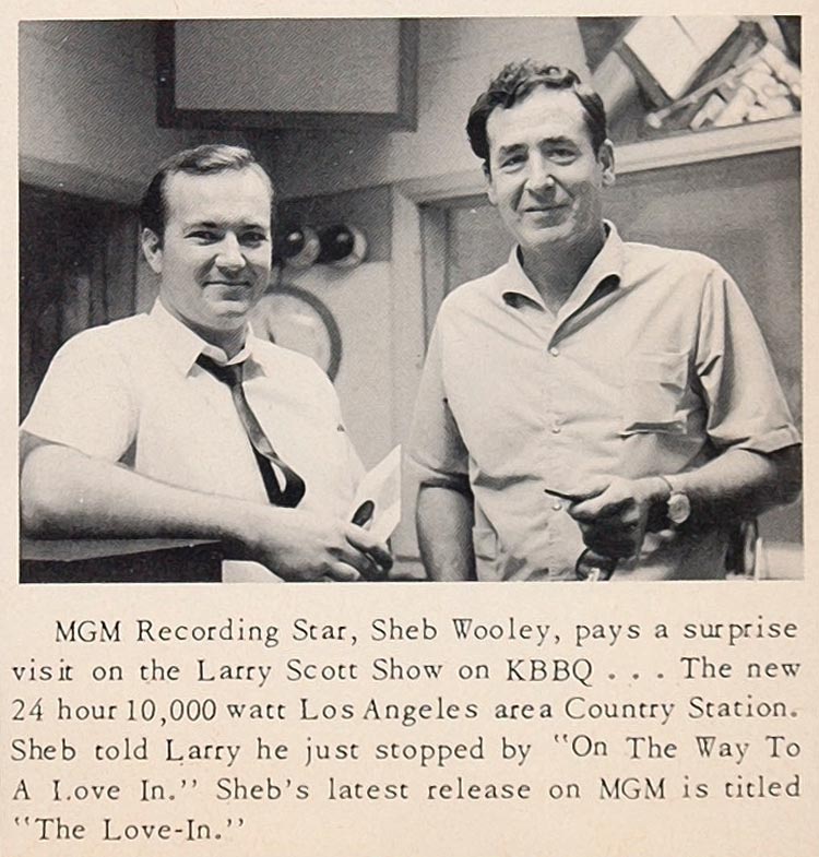 1968 Print Sheb Wooley MGM Larry Scott KBBQ Los Angeles ORIGINAL HISTORIC CML